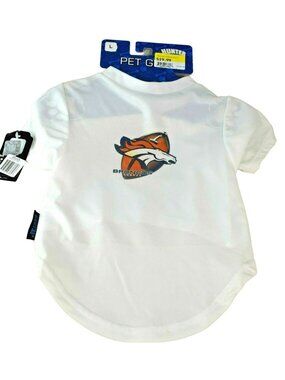 Hunter Dog Size Large Denver Broncos White NFL Licensed Pet Jersey T-Shirt